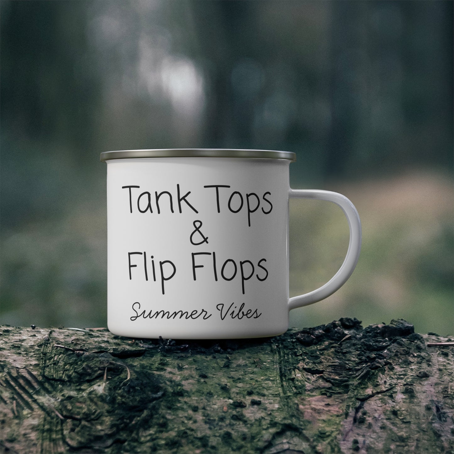 Tank Tops & Flip Flops. Enamel Camping Mug