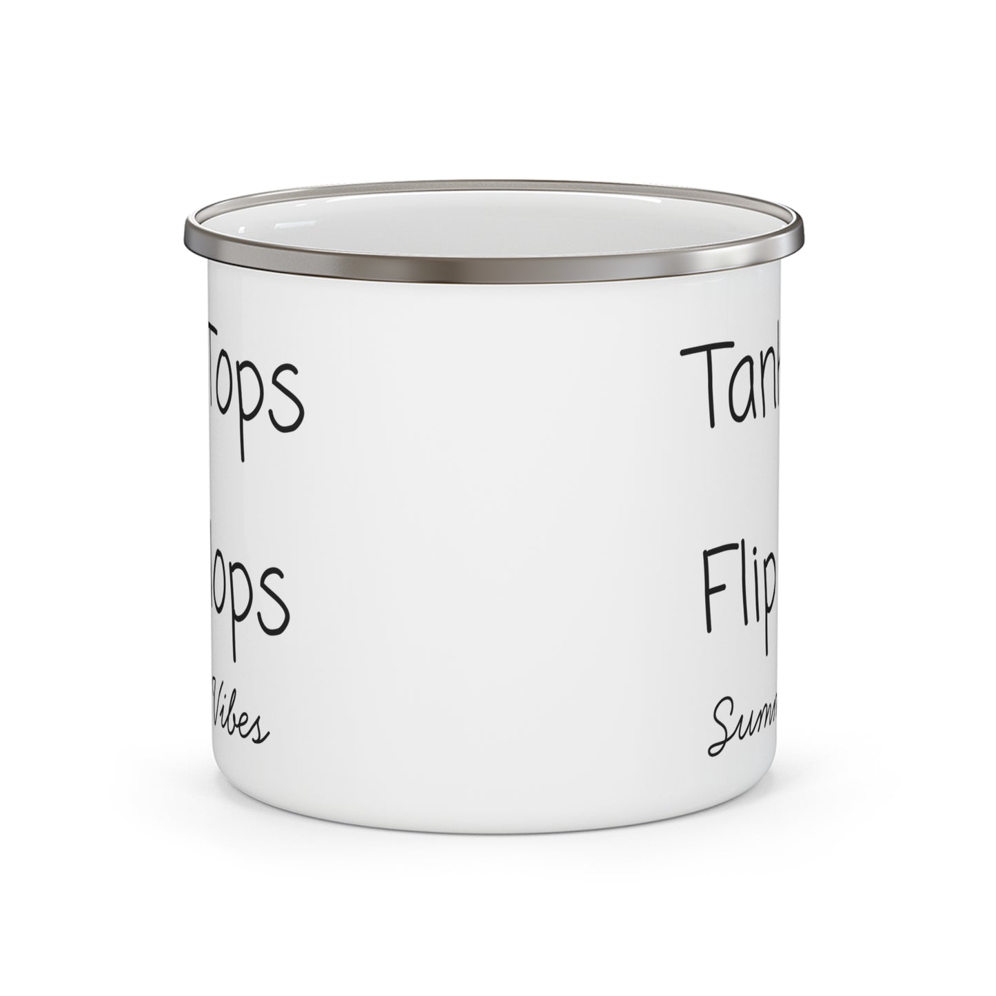 Tank Tops & Flip Flops. Enamel Camping Mug